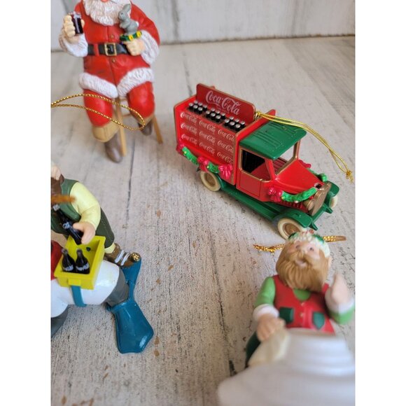 Vintage coca cola delivery truck variety Santa elf walrus ornament Xmas set - Picture 3 of 8